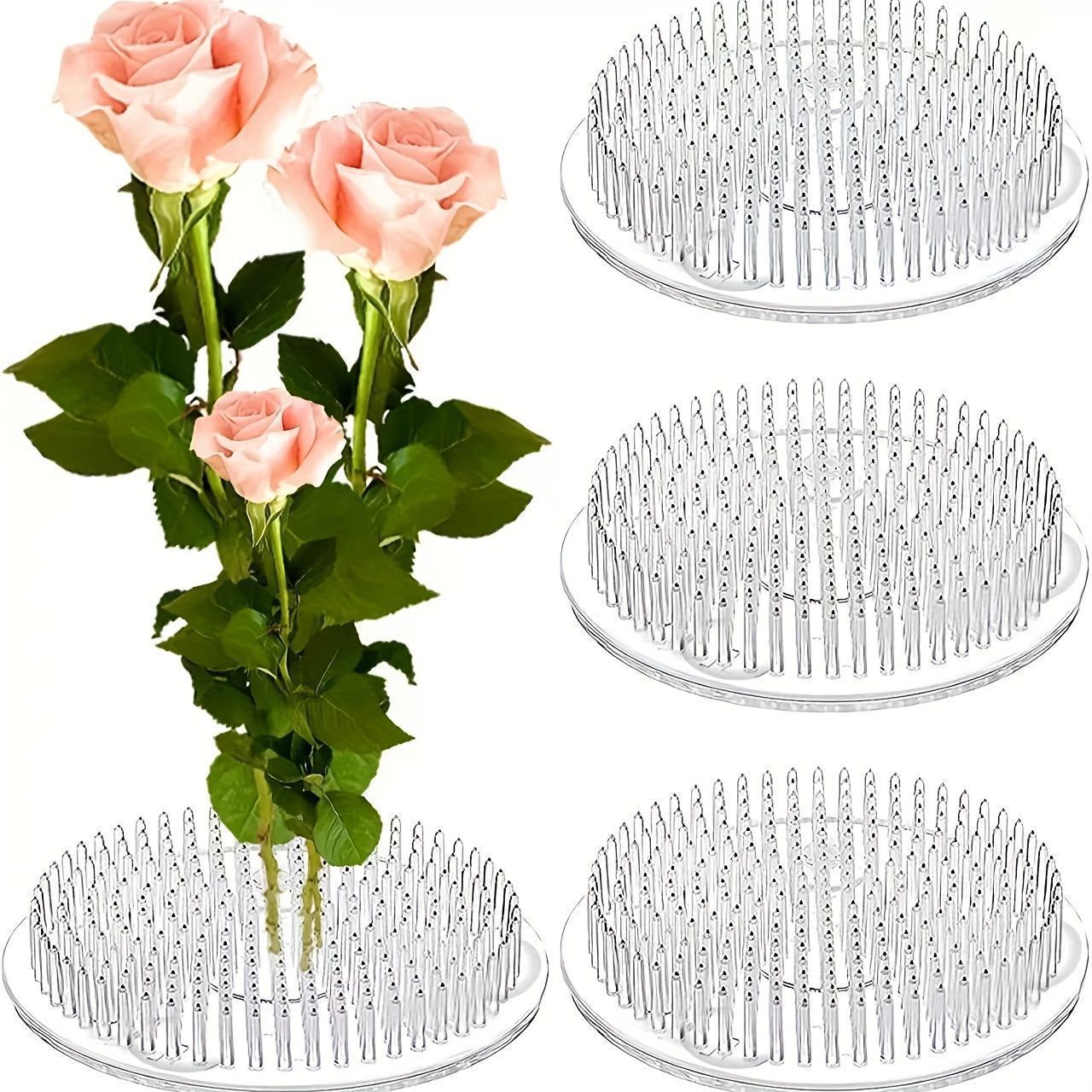Florist Supply Bulk - حامل سيقان الزهور الدائري الشفاف بقاعدة