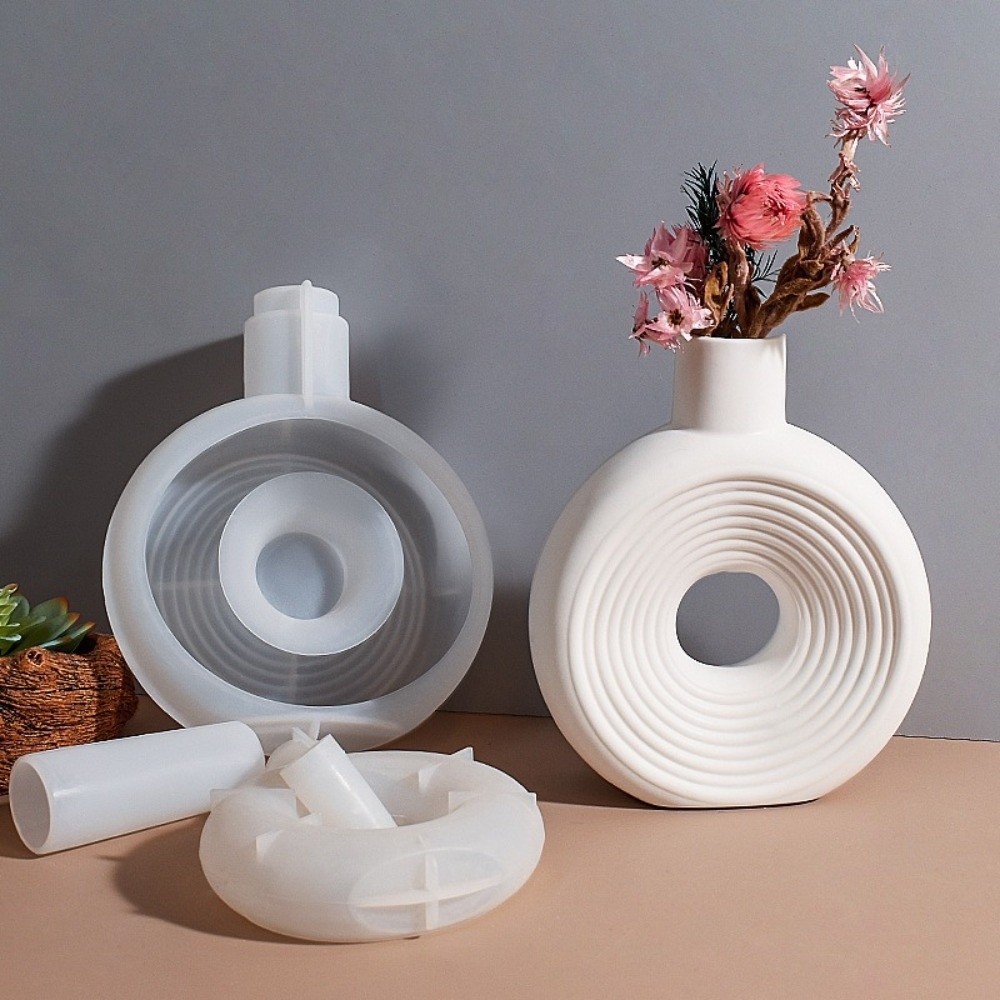 Florist Supply Vases - قالب سيليكون بيضاوي مخطط لصنع المزهريات،